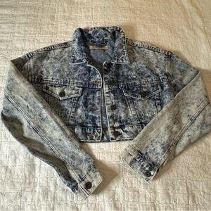 Highway Jeans Vintage Acid Wash Cropped Denim Jacket.
